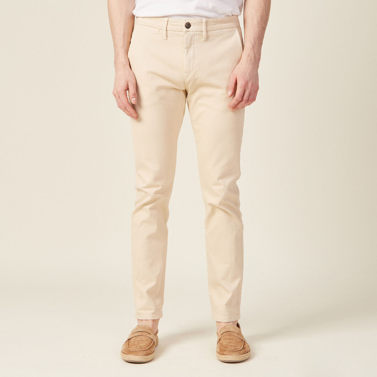 Pantalon chino slim beige homme