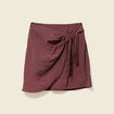 Jupe droite satin marron femme