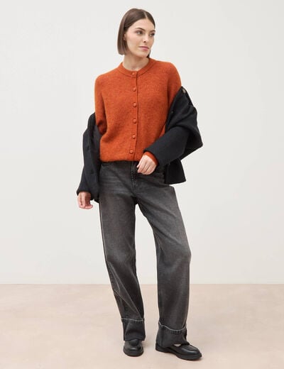 Manteau oversize court col tailleur noir femme