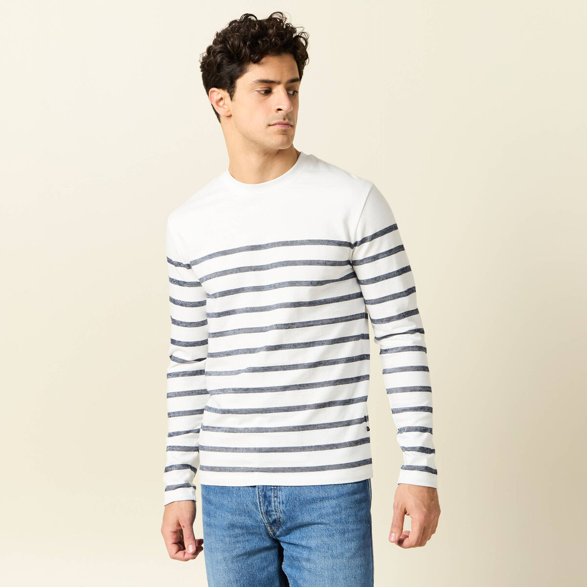 T-shirt manches longues ecru homme