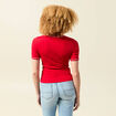 T-shirt ajust&eacute; court manches courtes rouge femme
