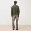 Pull droit col rond manches longues vert kaki homme