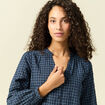 Chemise manches longues col rond noir femme