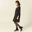 Robe évasée manches 3/4 noir femme