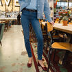 Jeans slim taille haute denim stone femme