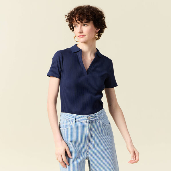 polo manches courtes bleu marine femme Polo manches courtes bleu marine femme