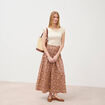 Jupe longue &eacute;vas&eacute;e en coton beige moyen femme