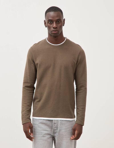 T-shirt manches longues taupe homme