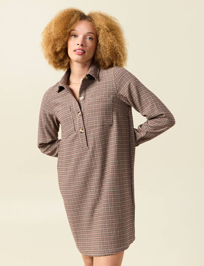 Robe manches longues beige femme