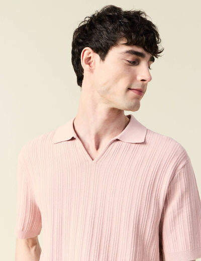 Polo manches courtes rose pastel homme