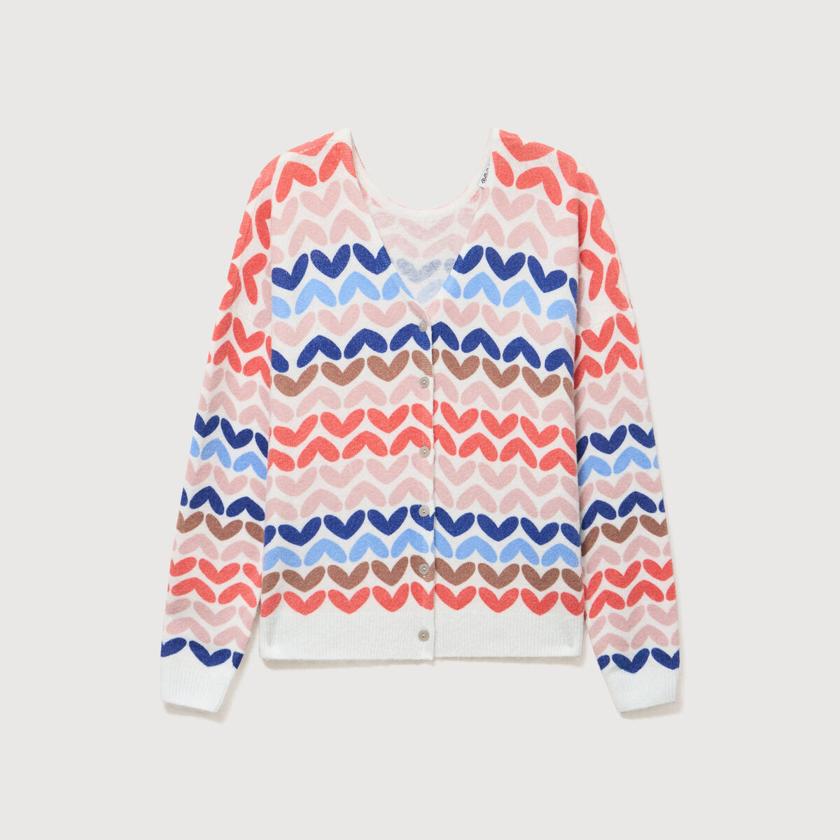 Pull droit col v manches longues multicolore femme