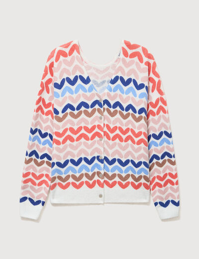 Pull droit col v manches longues multicolore femme