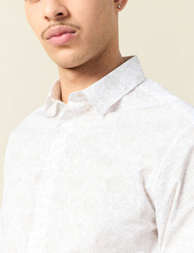 Chemise en coton manches longues blanc homme