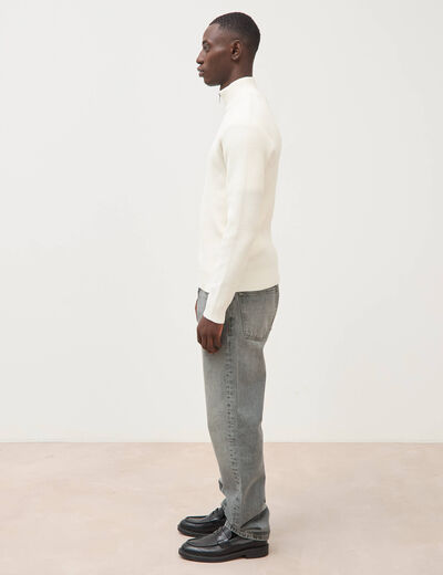 Pull col camionneur ecru homme