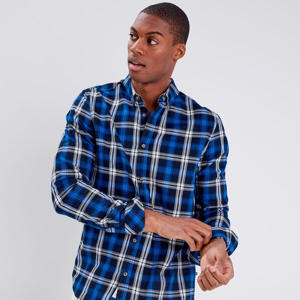 Chemise manches longues bleu marine homme