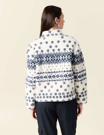 Gilet manches longues sherpa ecru femme