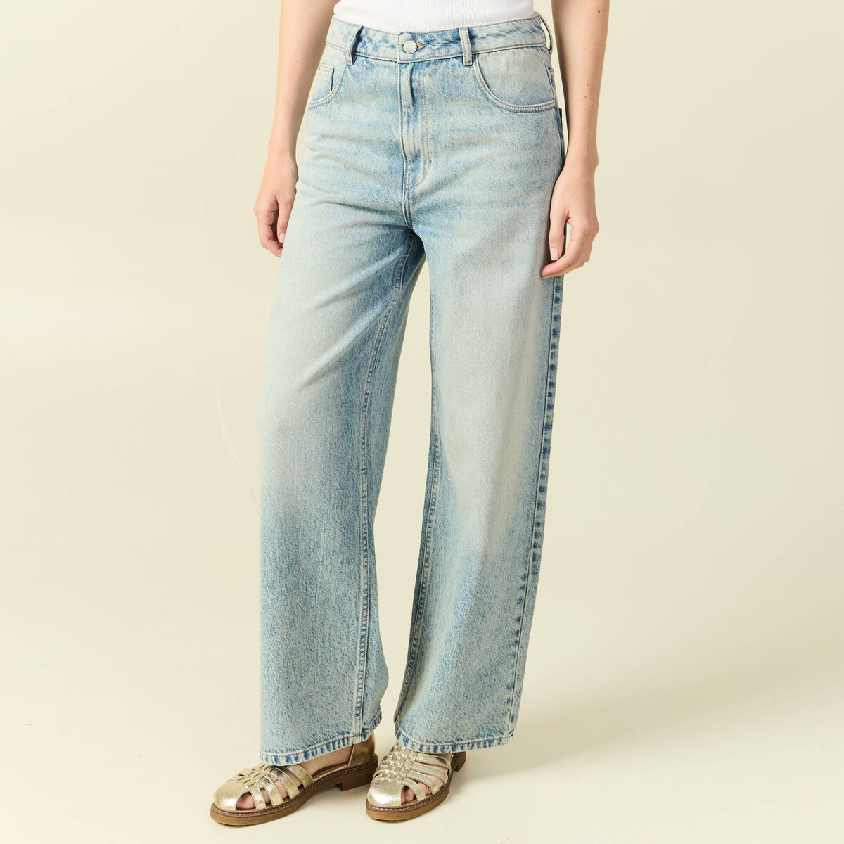 Jeans loose taille standard bleu femme