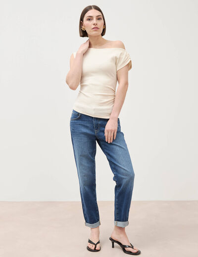 Jeans girlfriend 5 poches denim stone femme