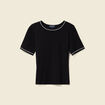 T-shirt ajust&eacute; court manches courtes noir femme