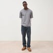 T-shirt droit manches longues col rond gris homme