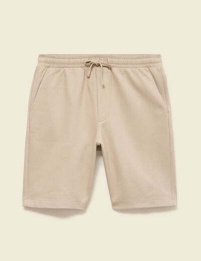 Bermuda droit &eacute;lastiqu&eacute; beige homme