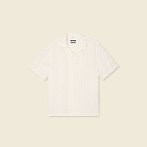 Chemise manches courtes brodée ecru homme