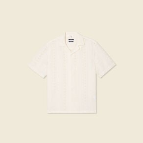 chemise manches courtes brodee ecru homme Chemise manches courtes brodée ecru homme