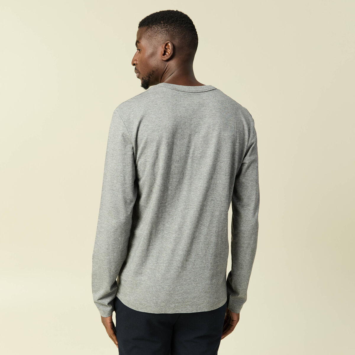T-shirt en coton manches longues gris homme