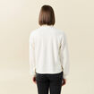 Sweat manches longues col polo ecru femme