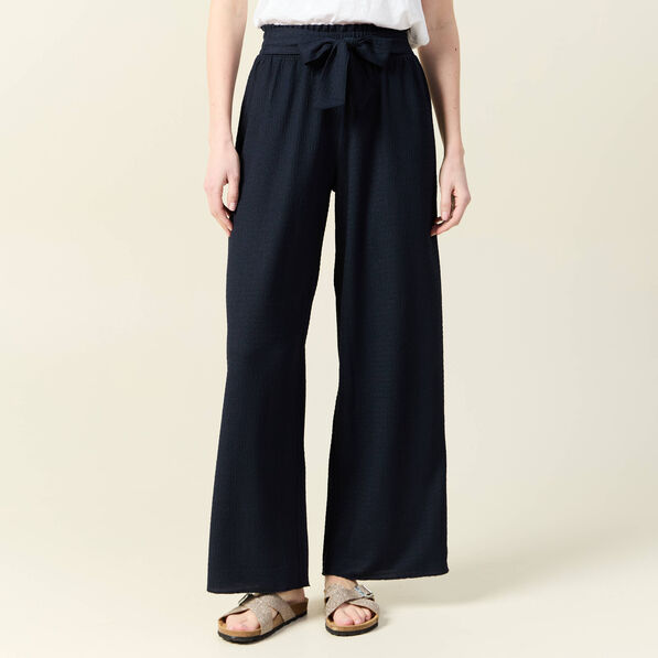 pantalon large fluide noeud bleu marine femme Pantalon large fluide noeud bleu marine femme