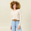 T-shirt manches longues ajouré ecru femme