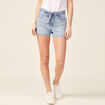 Short droit éco-responsable denim bleach femme
