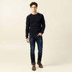 Pull manches longues fabriqué en France bleu marine homme