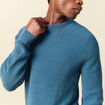 Pull col rond manches longues en coton bleu gris homme