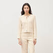 Gilet droit court manches longues ivoire femme
