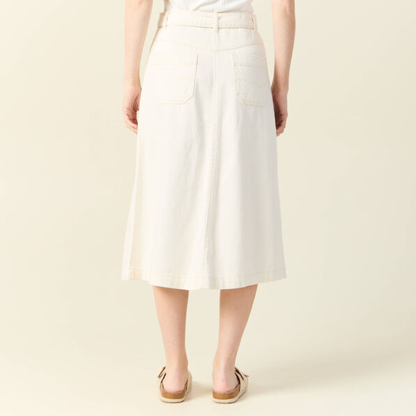 jupe midi trapeze denim blanc femme Jupe midi trapèze denim blanc femme