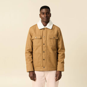 Blouson boutonné col aviateur vert kaki homme