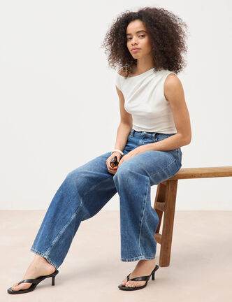 Jeans loose en coton denim used femme