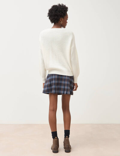 Mini-jupe doubl&eacute;e bleu gris femme