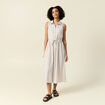 Robe longue évasée ceinturée blanc femme