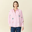 Chemise manches longues rose femme