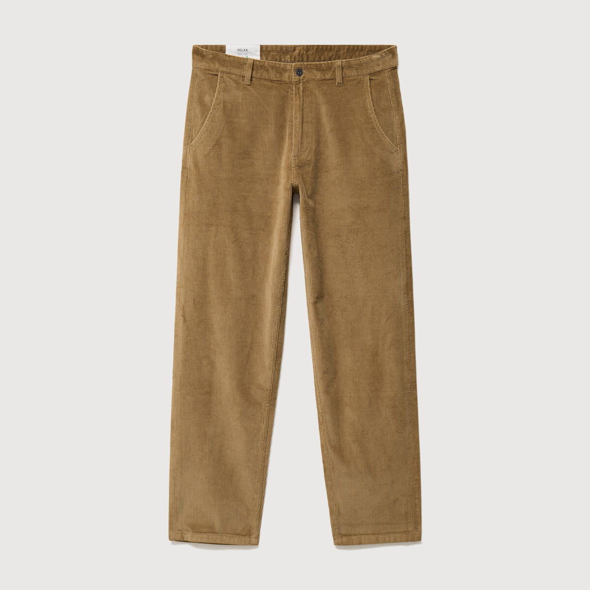 Pantalon droit en velours longueur 32 vert kaki homme