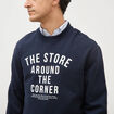 Sweat droit col rond en coton bleu marine homme