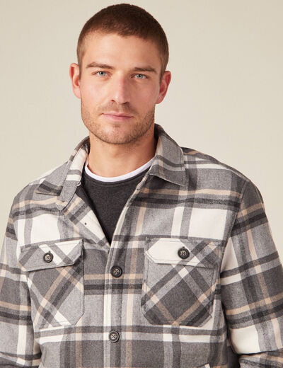 Surchemise &agrave; capuche manches longues gris fonc&eacute; homme