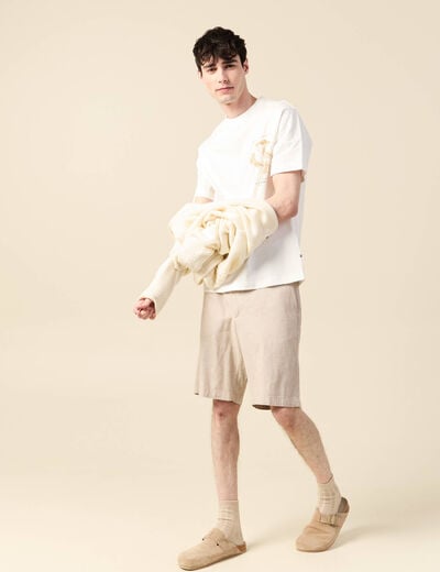 T-shirt manches courtes ecru homme