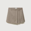 Jupe taille haute doubl&eacute;e marron femme