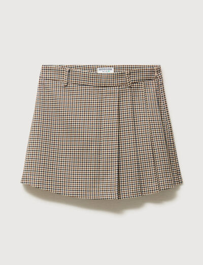 Jupe taille haute doubl&eacute;e marron femme