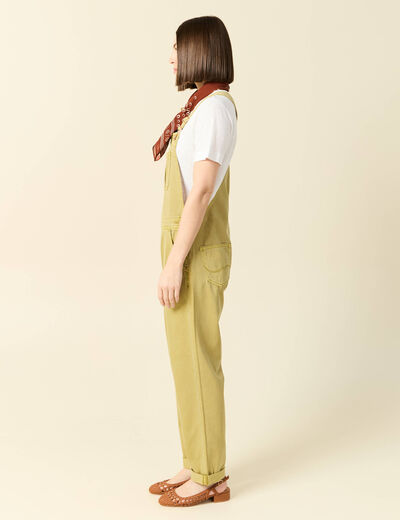 Salopette en jean vert olive femme