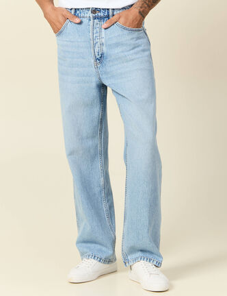 Jeans loose 5 poches denim snow bleach homme