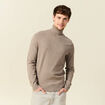 Pull droit court manches longues vert kaki homme